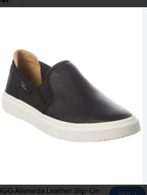 Ugg Alameda Slip On Sneaker Black Leather Upper. Size 8.5